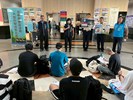 台中市南區區公所李美麗區長與人文課李文武課長對從軍役男政令宣導如反詐騙及宣傳115學年度起台中公立國中小營養午餐全面免費等活動