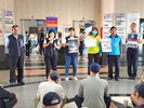 台中市南區區公所李美麗區長與人文課李文武課長對從軍役男政令宣導如反詐騙及宣傳115學年度起台中公立國中小營養午餐全面免費等活動