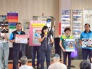 台中市南區區公所李美麗區長與人文課李文武課長對從軍役男政令宣導如反詐騙及宣傳115學年度起台中市公立與私立國中小營養午餐全面免費等活動