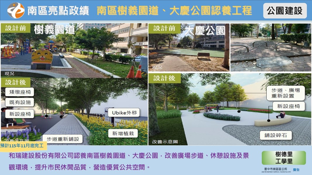 [新增] 南區樹義園道、大慶公園認養工程