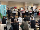 台中市南區區公所李美麗區長與人文課李文武課長對從軍役男政令宣導如反詐騙及宣傳115學年度起台中市公立與私立國中小營養午餐全面免費等活動